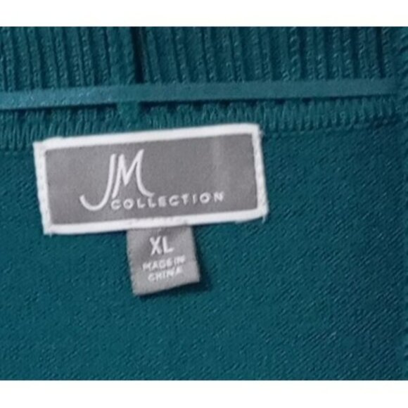 JM Collection Womens Open Front Cardigan Sweater Teal XL Ribbed Design - Picture 2 of 12